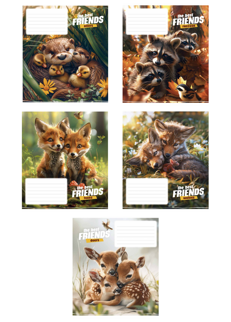 Тетради ученические Школьник The best friends в клетку 12 л. 5 шт. (3434 4820006470432) - фото 1 Тетради ученические Школьник The best friends в клетку 12 л. 5 шт. (3434 4820006470432) - фото 1