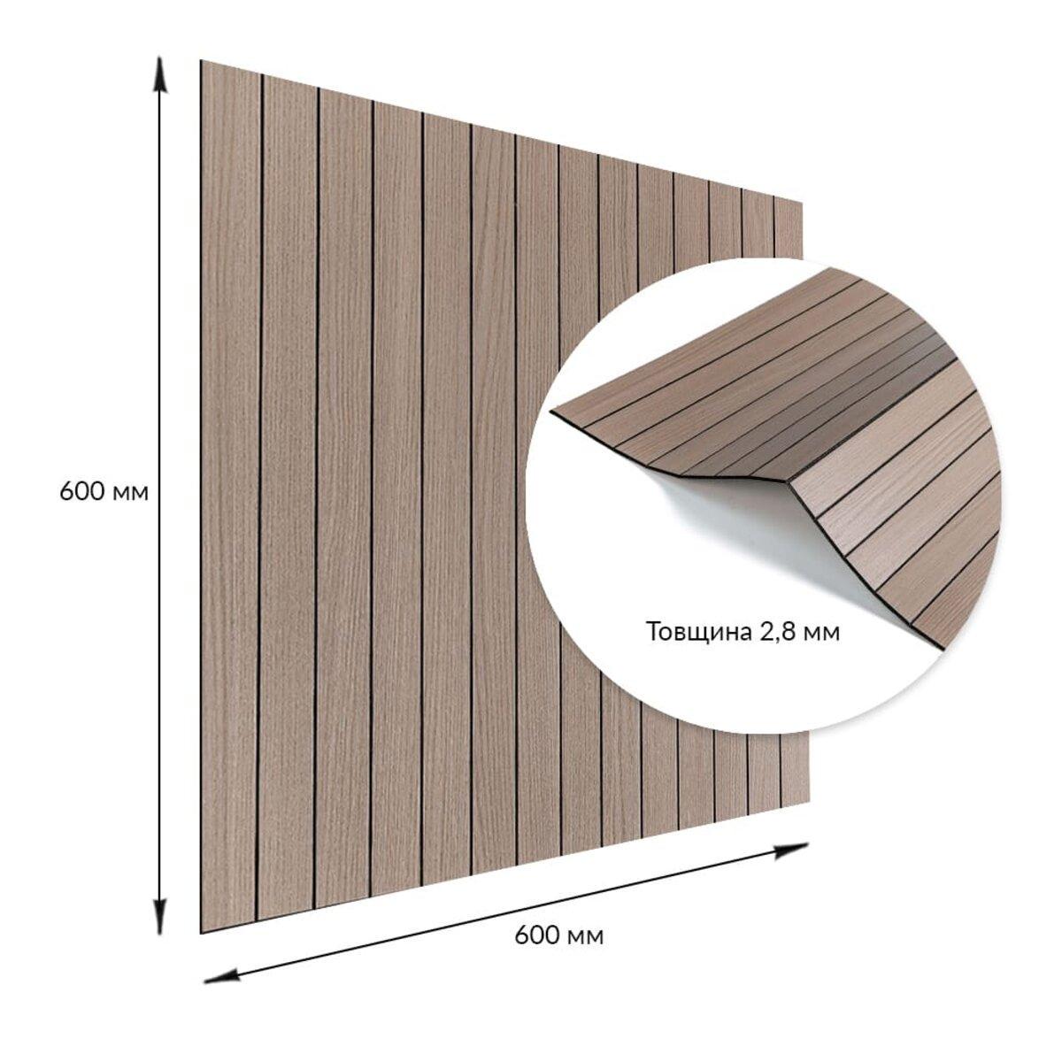 Рейкова панель 600х600х2,8 мм Тік горіховий (SW-00002202) - фото 3