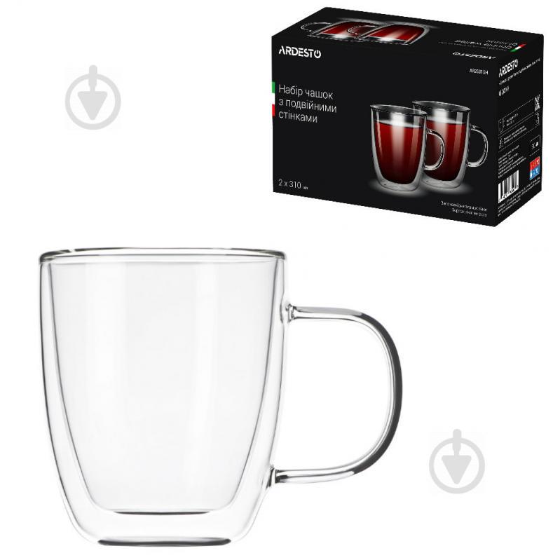 Набор чашек Ardesto с двойными стенками и ручками 310 мл h- 10,2 см 2 шт боросиликатное стекло AR2631GH