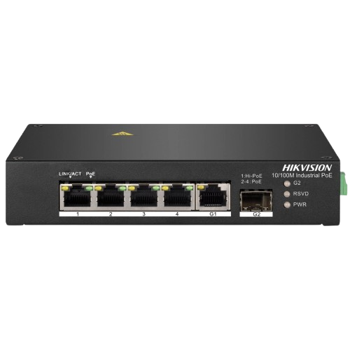 Коммутатор Hikvision DS-3T0306HP неуправляемый no PSU настольный 4 порта 120 Вт PoE (35894535)