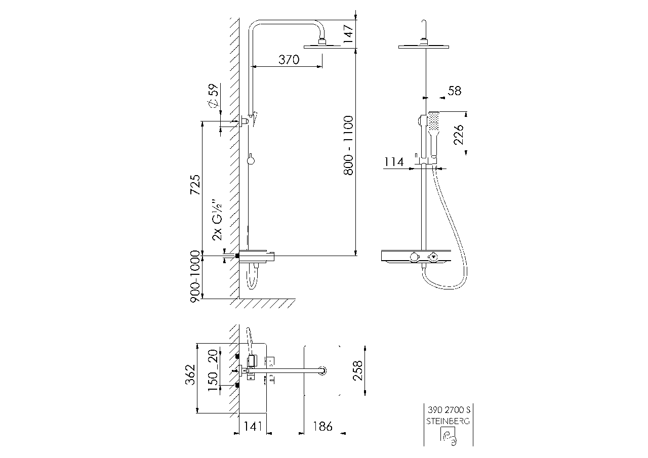Душевая система Steinberg 390 Германия Черный матовый (390 2700 S) - фото 8 Душевая система Steinberg 390 Германия Черный матовый (390 2700 S) - фото 8