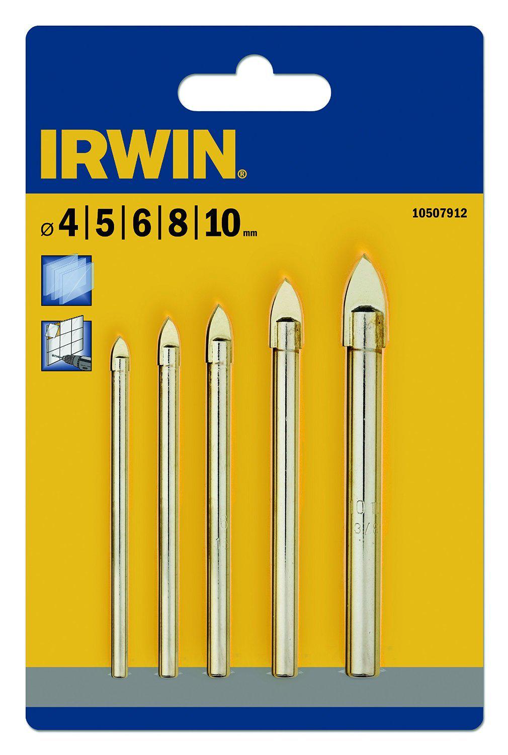 Набор сверл по стеклу и плитке Irwin Glass and Tile 4/5/6/8/10 мм (10507912)