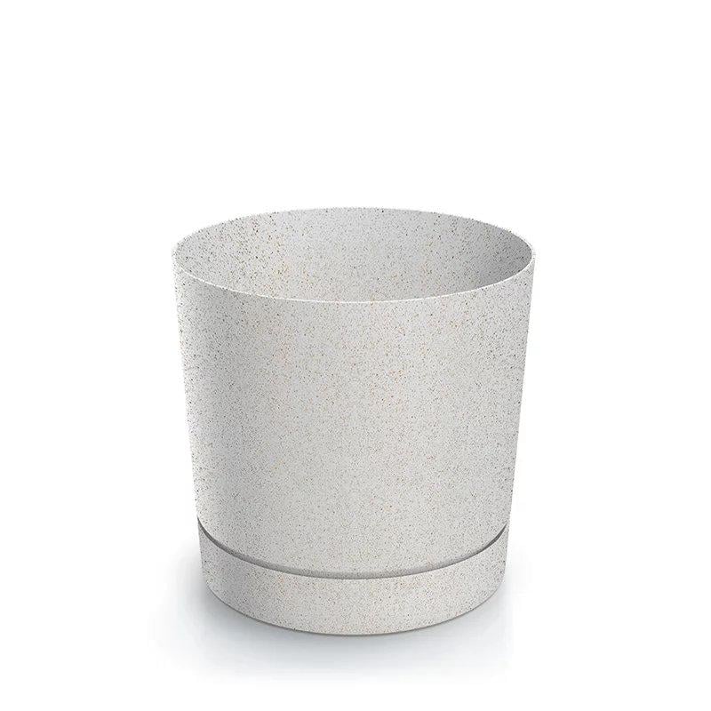 Горщик для квітів Prosperplast Tubo P Eco Wood круглий з підставкою 14,8х14,8х13 см Білий (68365-449)