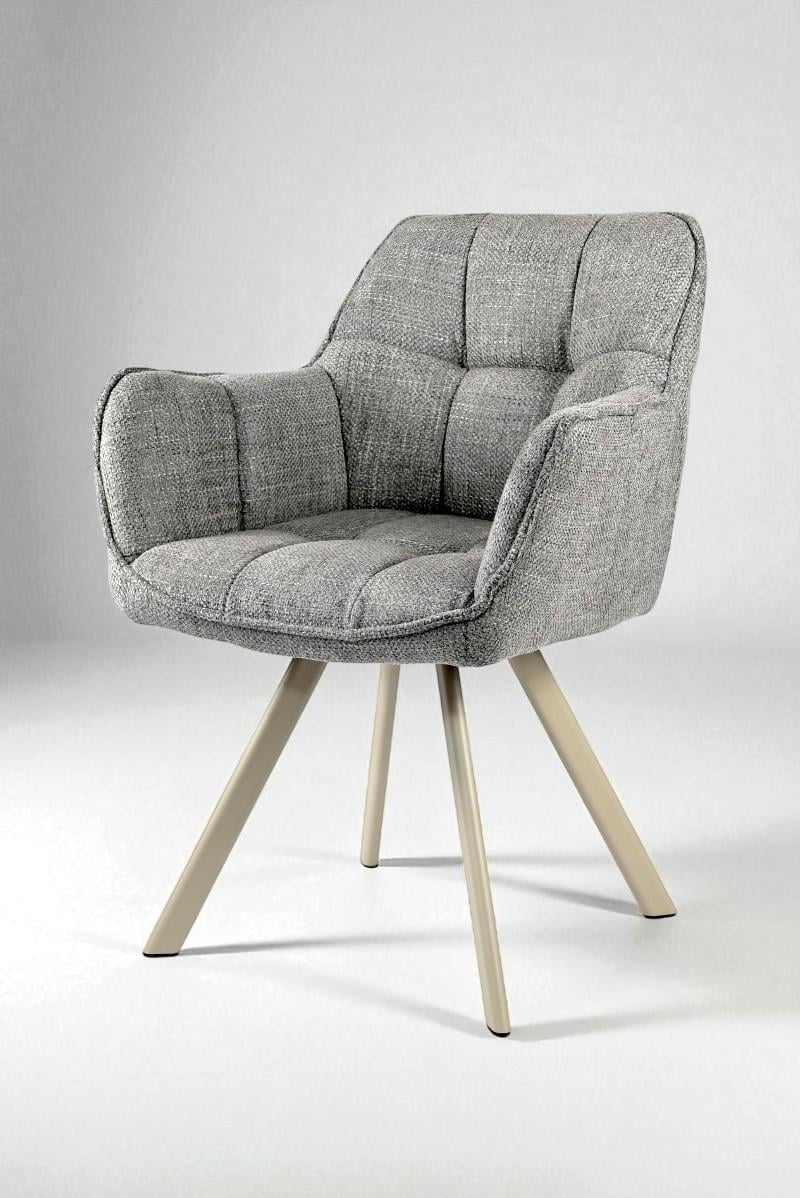 Обідній стілець з підлокітниками та спинкою Осло М-235 тканина 850х600х610 мм Сірий агат/Капучино (6236)