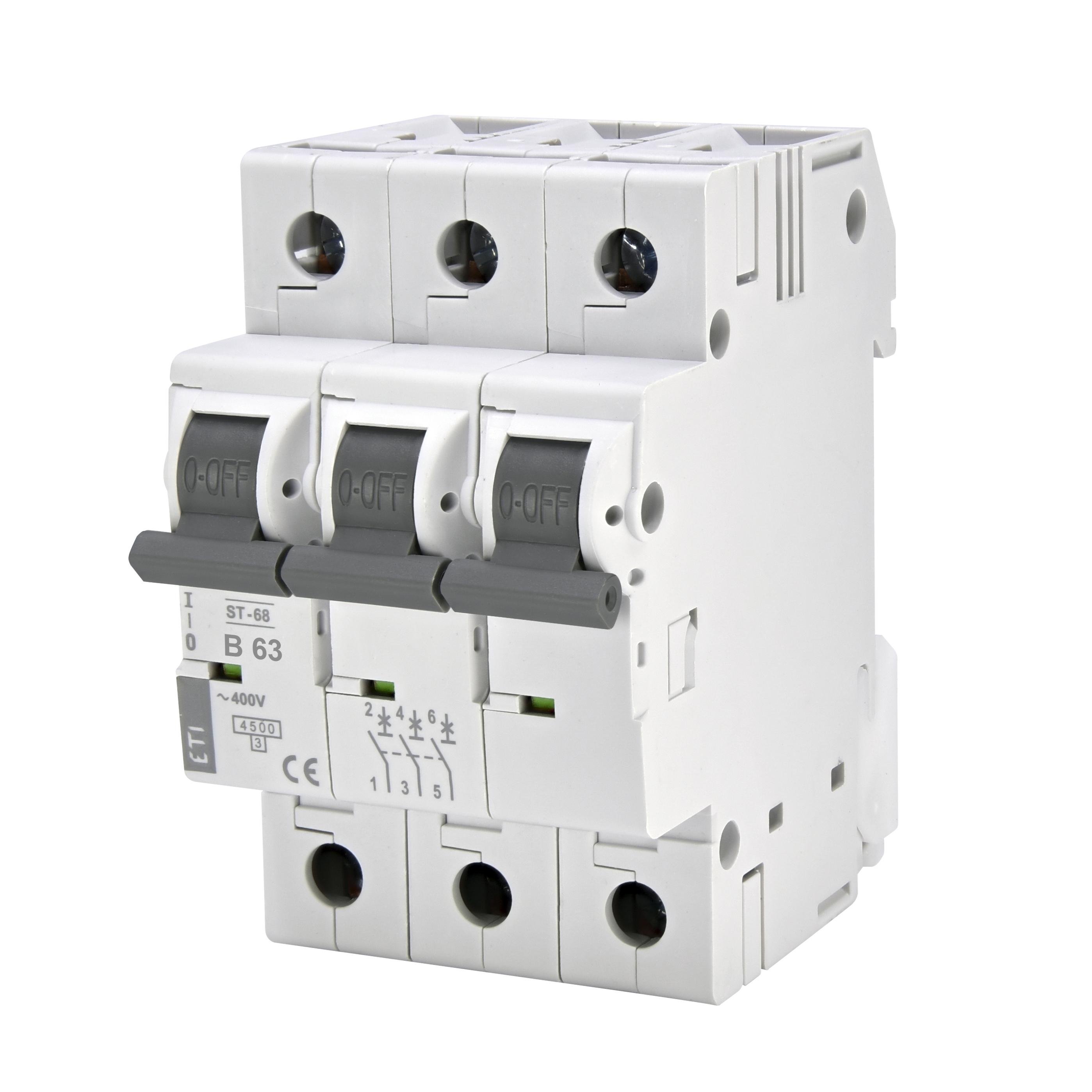 Автоматический выключатель ETI ST-68 3P 63A B 4,5 kA 2175322