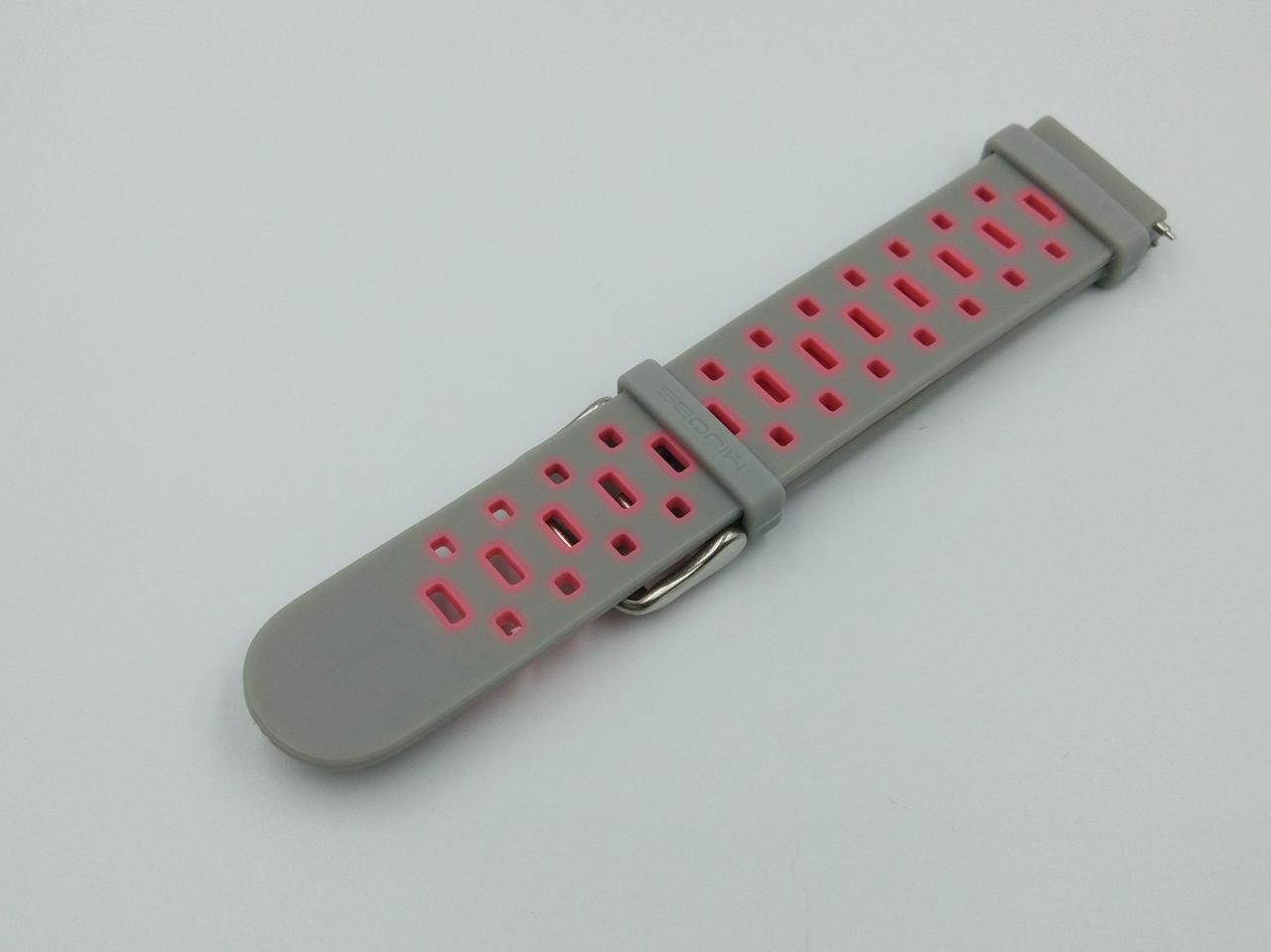 Ремінець для смарт-годинників MiJobs Sport силіконовий 22 мм Сірий/Рожевий (1692P) - фото 3