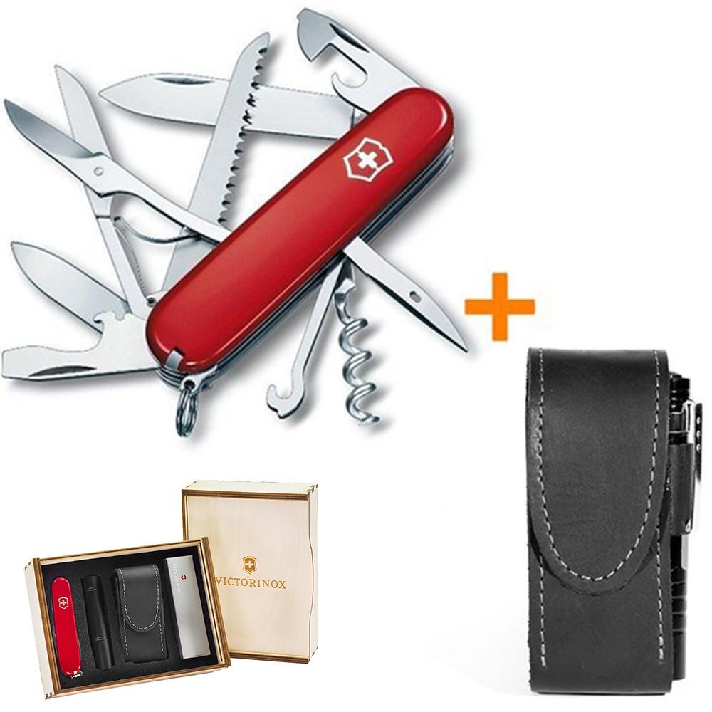 Комплект нож Victorinox Huntsman Red 1.3713/чехол с фонариком - фото 3