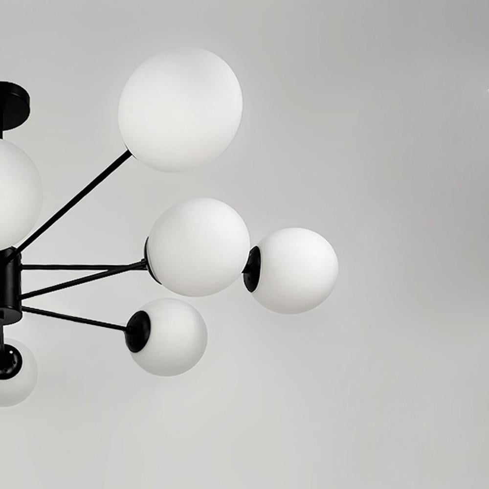 Люстра мінімалістична на 10 білих матових плафонів Чорний (CD 111/10 BK) - фото 2 Люстра мінімалістична на 10 білих матових плафонів Чорний (CD 111/10 BK) - фото 2