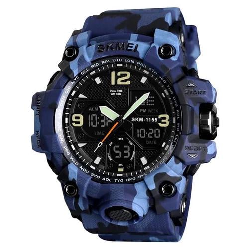 Наручные часы с подсветкой Skmei 1155BCMBU 55 мм Blue Camouflage