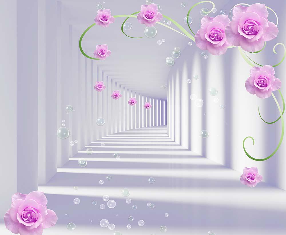 Фотообои Artside 3D тоннель и цветы (55303930d)