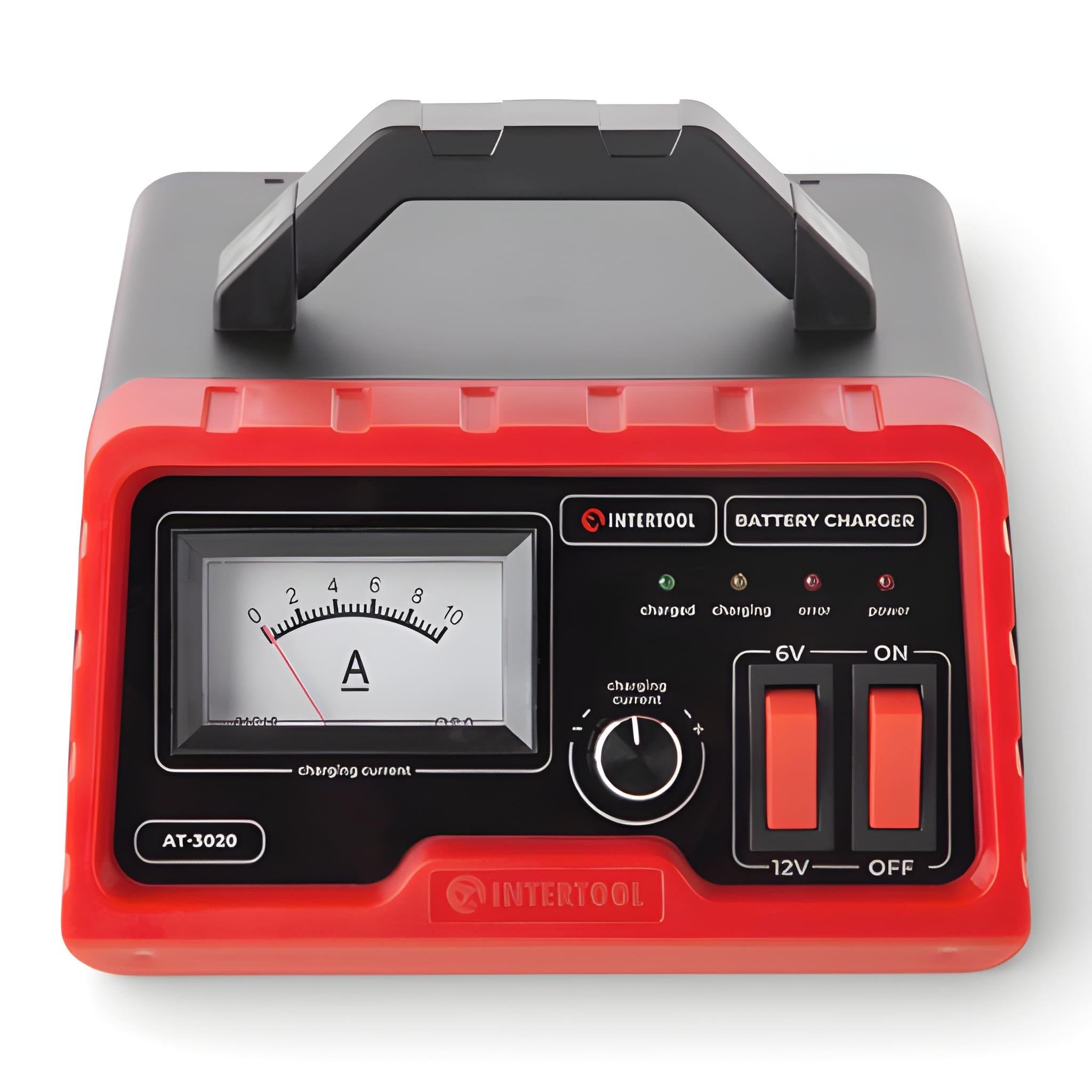 Зарядний пристрій для акумуляторів INTERTOOL AT-3020 6/12 В 0-10 А 6-120 Аг з мікропроцесором