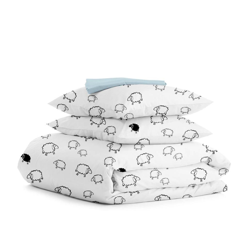 Двуспальный постельный комплект Cosas на резинке Sheep Mint Blue 180x220 см (4822052048917)