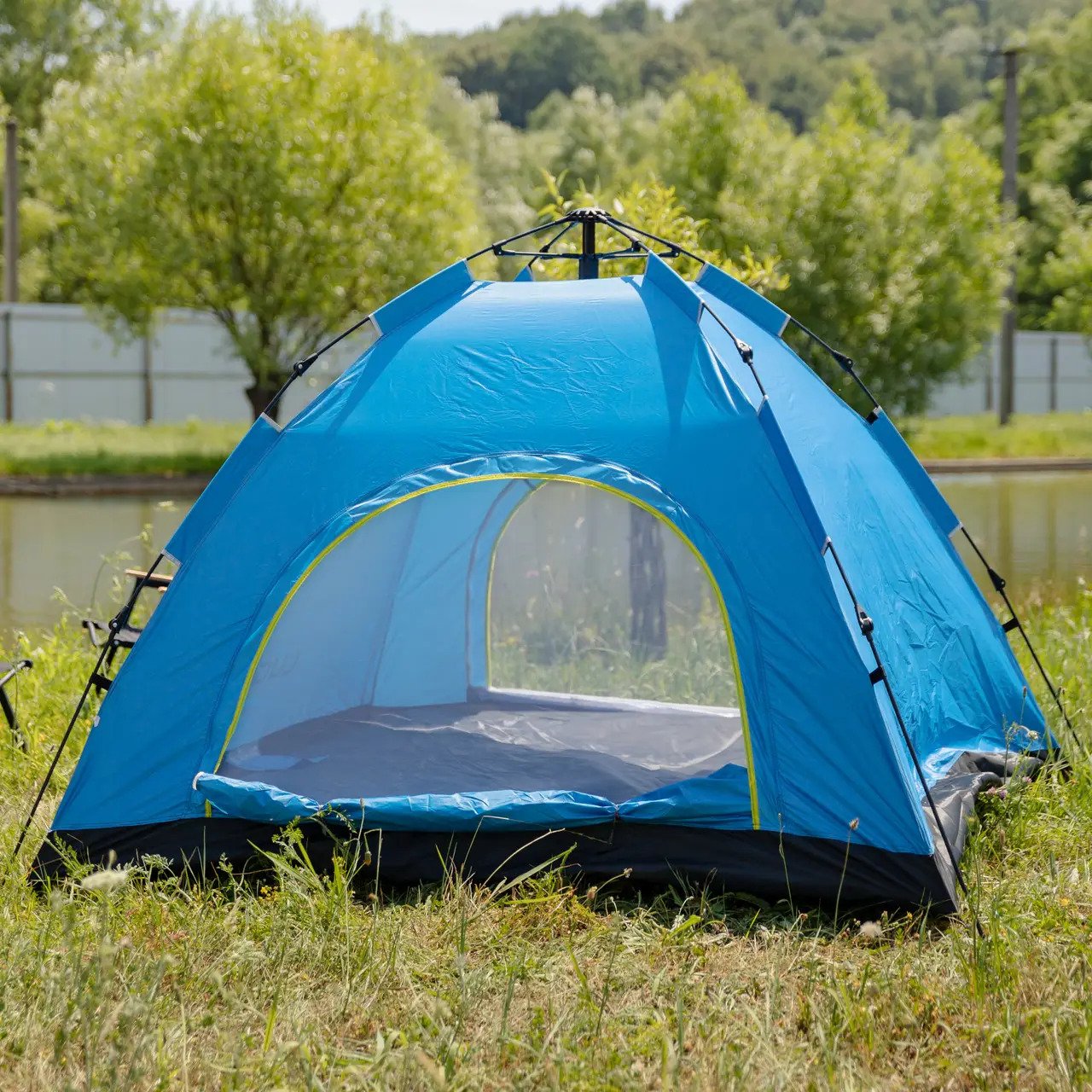 Намет туристичний 2-місний автоматичний 200х200х140 см Блакитний (LU-019BL) - фото 11