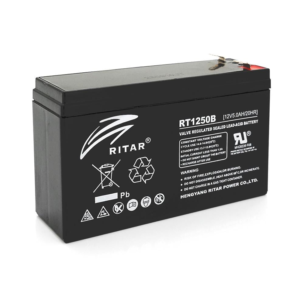 Батарея акумуляторна AGM RITAR RT1250BL Black Case 12V 5.0Ah