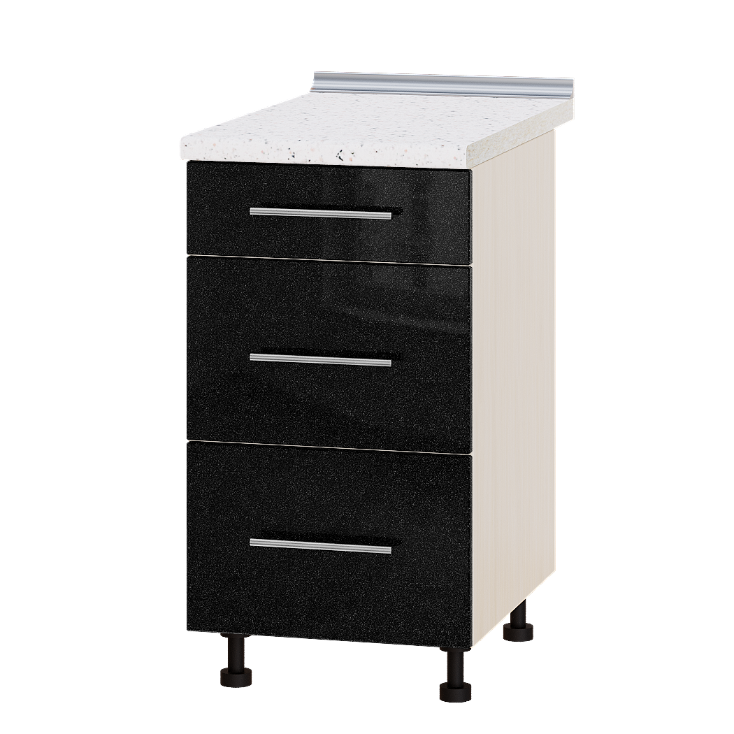 Шкаф нижний Эверест Модерн модуль Низ Н87-450 45х47х85 см Черный металлик глянец/Дуб Молочный (05594)