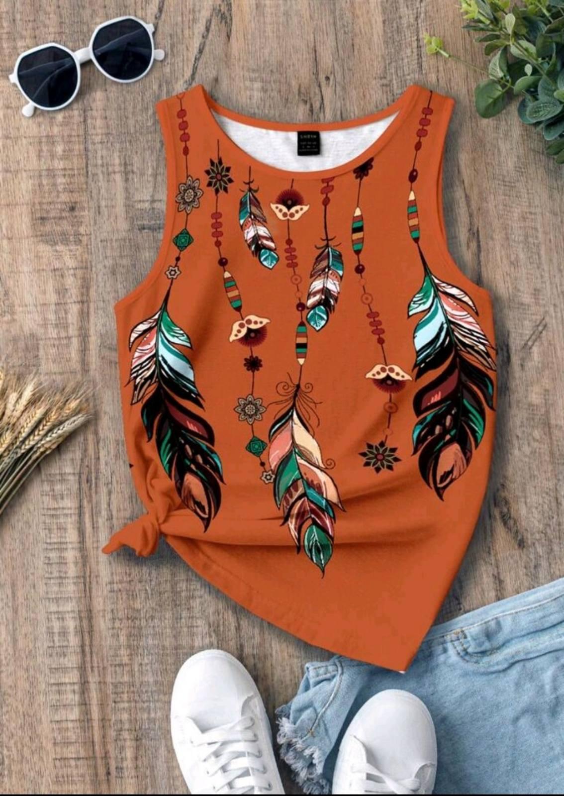 Майка женская Feathers с перьями M/L Оранжевый/Разноцветный (27304017) - фото 3 Майка женская Feathers с перьями M/L Оранжевый/Разноцветный (27304017) - фото 3