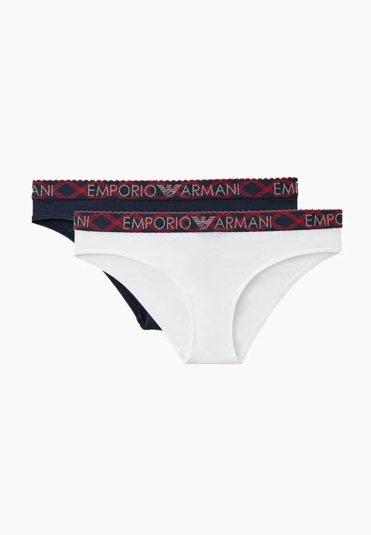Труси сліпи жіночі Emporio Armani L 2 шт. Білий/Темно-синій (3F225-163334)