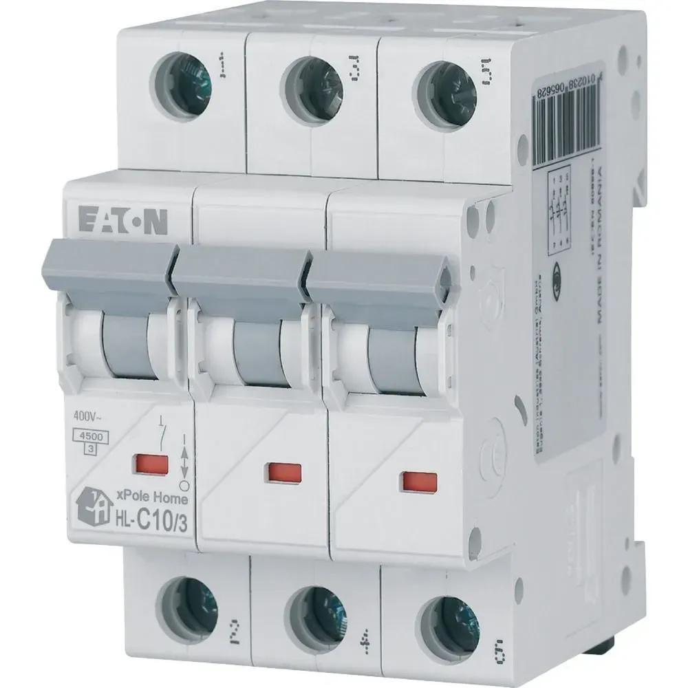 Автоматический выключатель Eaton xHome HL-C10/3 10А трехполюсный/кривая C/Iкз 4,5 кA (194789)