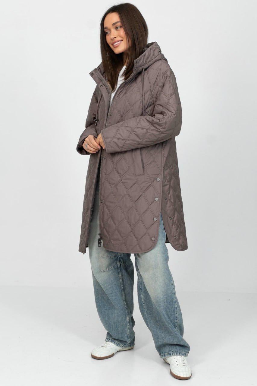 Куртка женская весенняя на флисе больших размеров р. 52 Мокко (33305331)