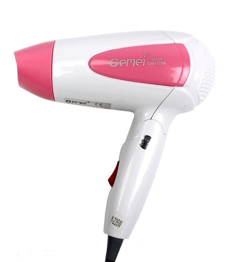 Фен для сушки волос Gemei GM 1756 складной 1200 Вт Бело-розовый
