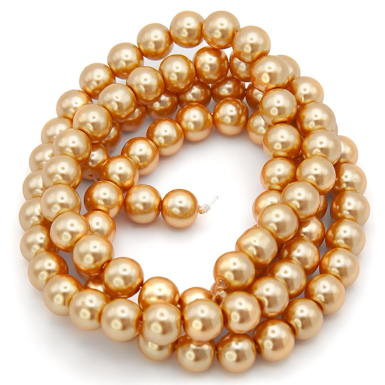 Бусины стеклянные на нитке под жемчуг 8 мм 80 см 105 шт. Персиковый (БЖ0008ш33)