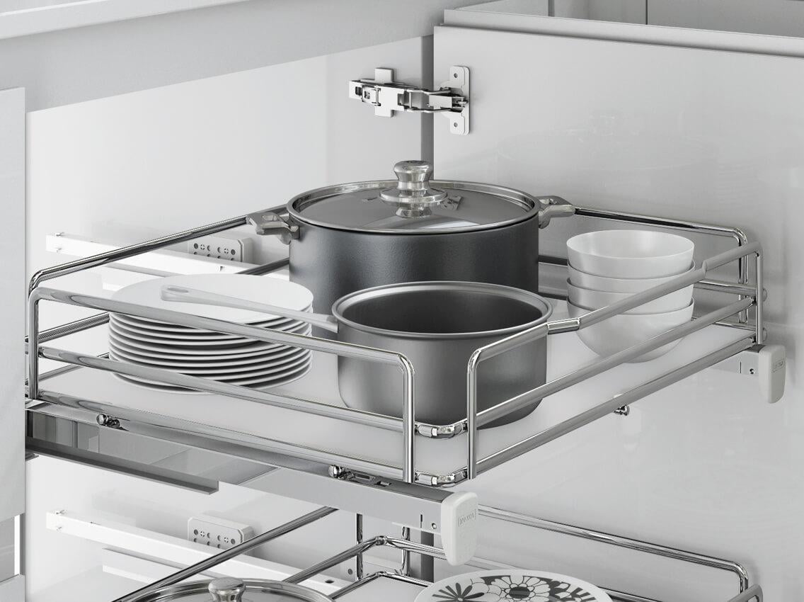 Корзина фасад выдвижная с доводчиком INOXA Ellite 5202ЕYD 450 мм Хром/Белый (81830)