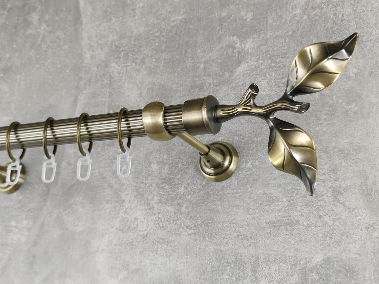 Карниз MStyle металлический для штор однорядный Листок Рози 25 мм рифленый 200 см Антик (5012411)