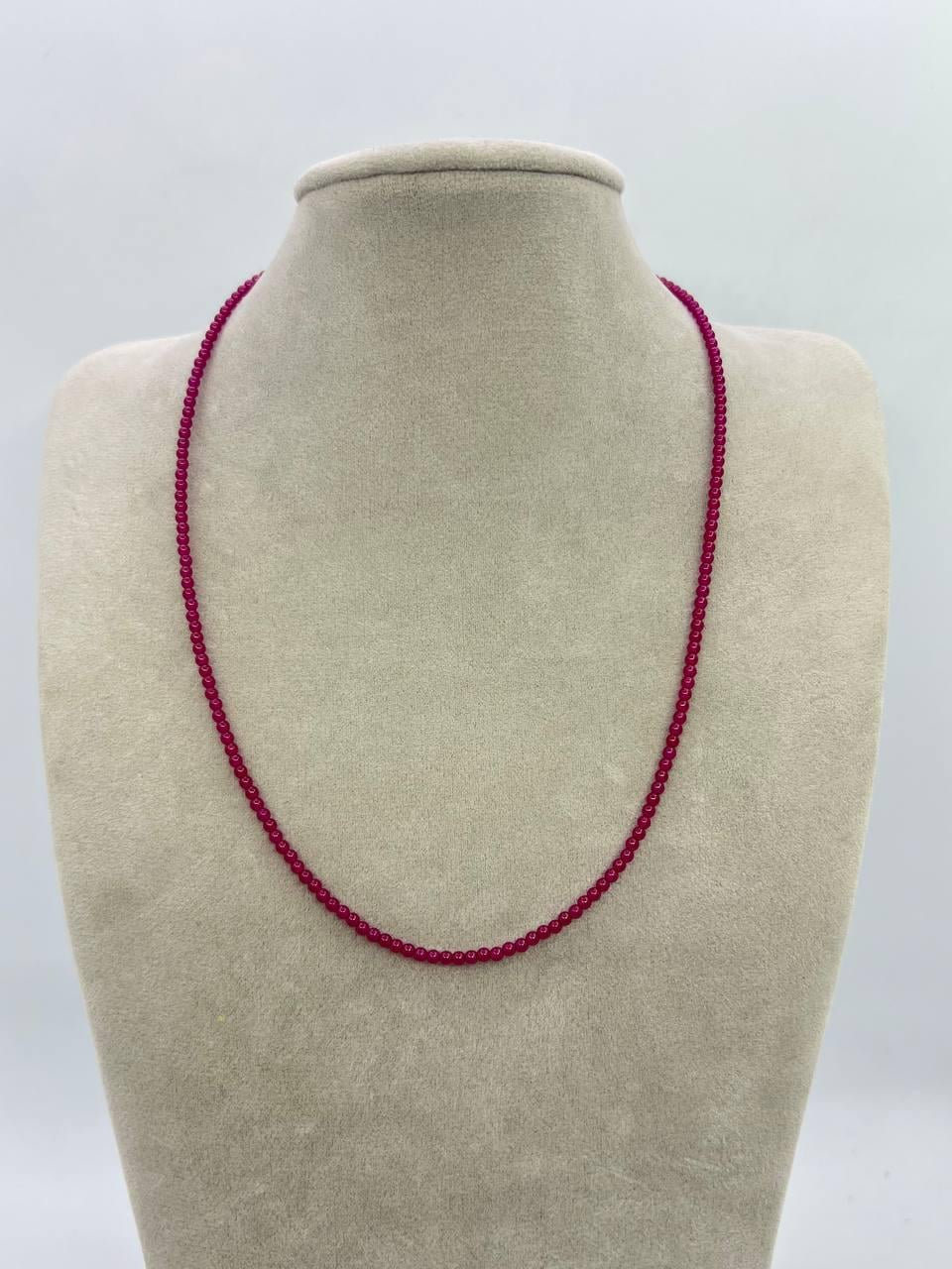 Бусы рубин 2 мм 46 см Розовый (11833)