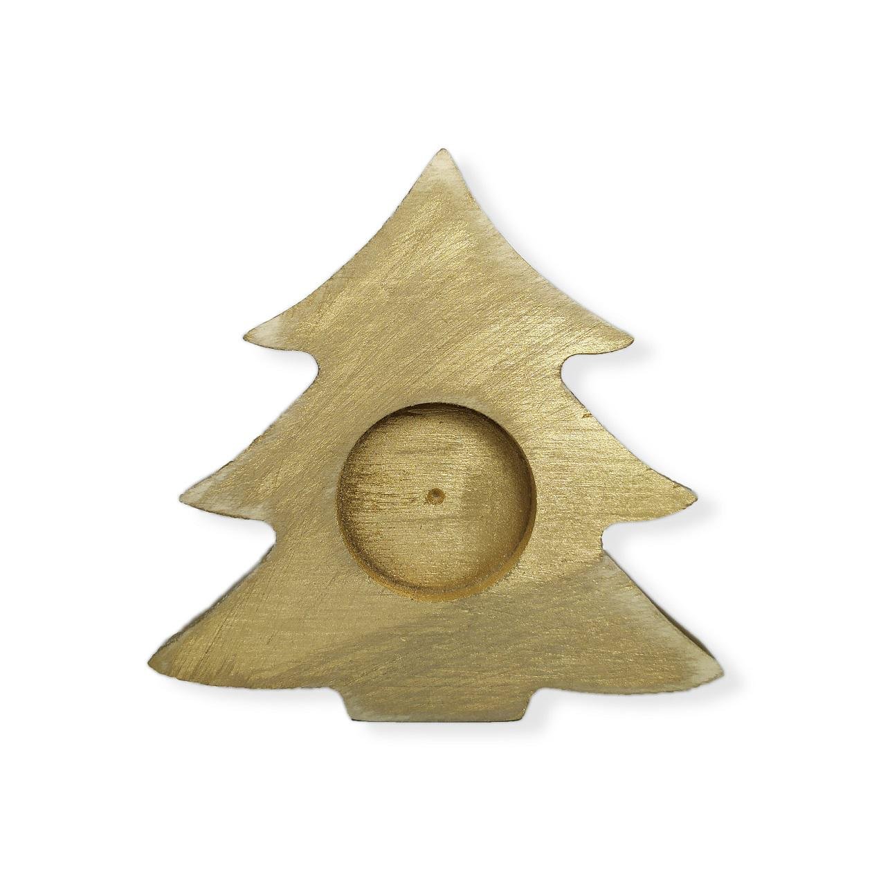 Подсвечник деревянный Елка Золотой (662)
