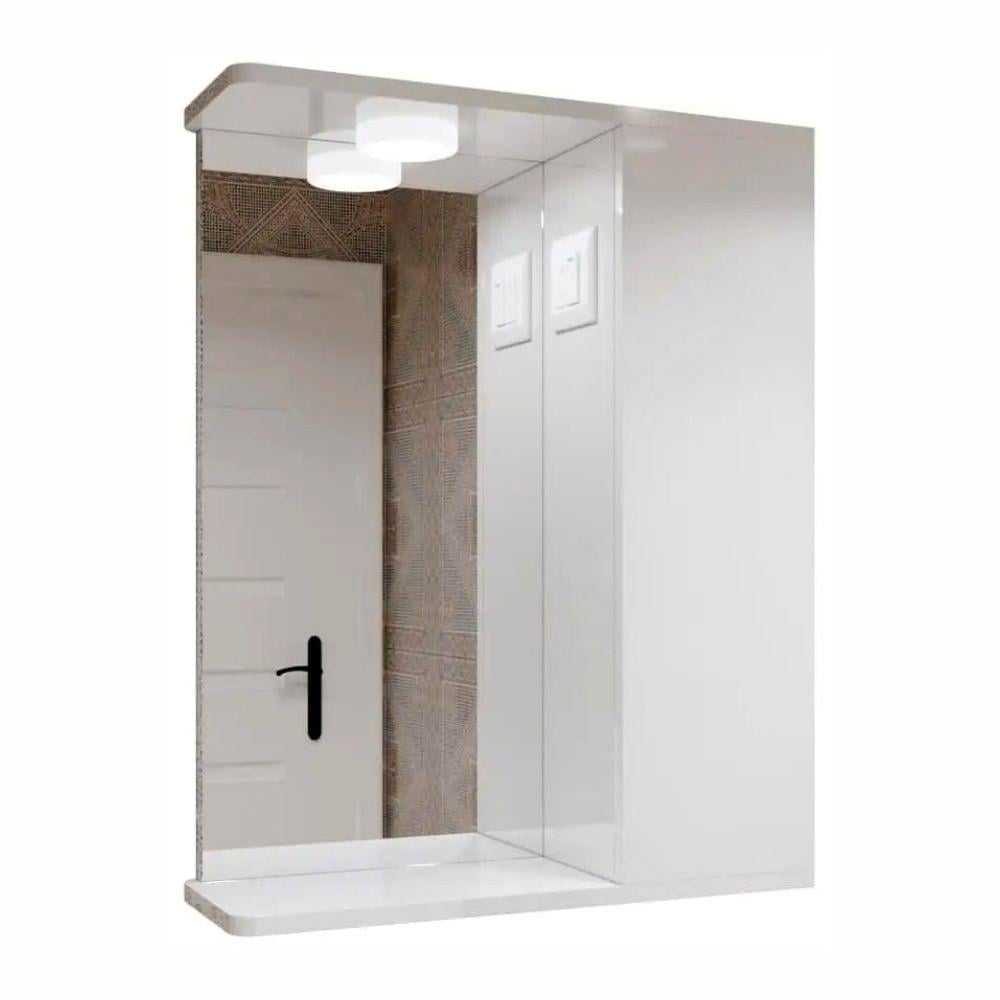 Зеркальный шкаф ШК3 с LED светильником/выключателем и розеткой дверца справа 550х700х160 мм