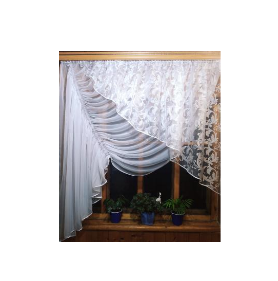 Занавеска готовая занавеска Камелия левая вензель Белый - фото 1 Занавеска готовая занавеска Камелия левая вензель Белый - фото 1