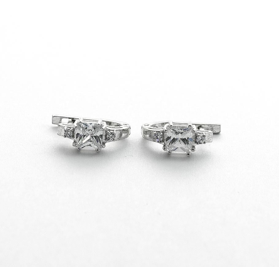 Серьги серебряные с квадратным камнем Maxi Silver 7949 (87949)