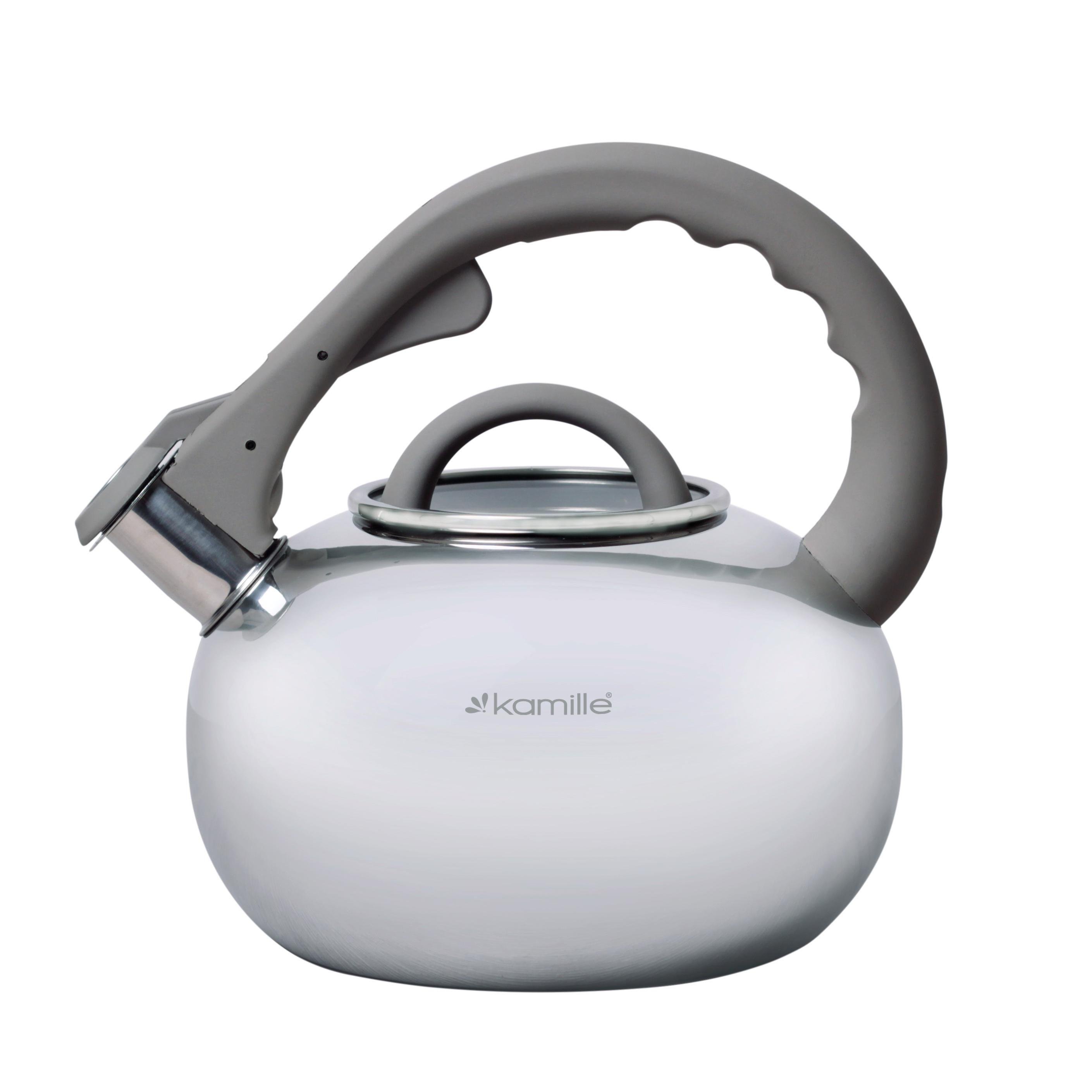 Чайник Kamille из нержавеющей стали со свистком и стеклянной крышкой 2,8 л (0687A)