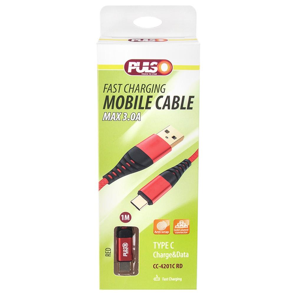 Кабель PULSO USB - Type C 3 А 1 м Red (CC-4201C RD) - фото 3