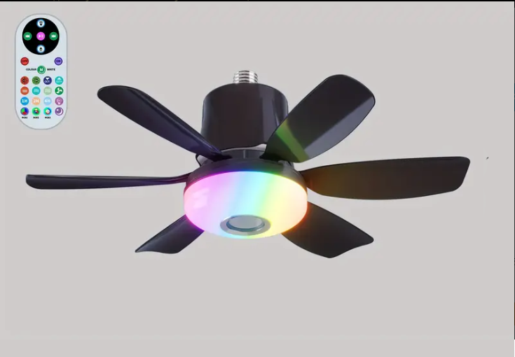 Вентилятор стельовий з підсвіткою/колонкою Bluethooth та пультом ДК 47 см Чорний (28207001) - фото 4