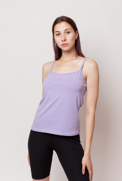 Майка жіноча бавовняна на тонких бретелях Vivioji MKW-20- 1 Бузковий S (12396) Майка жіноча бавовняна на тонких бретелях Vivioji MKW-20- 1 Бузковий S (12396)