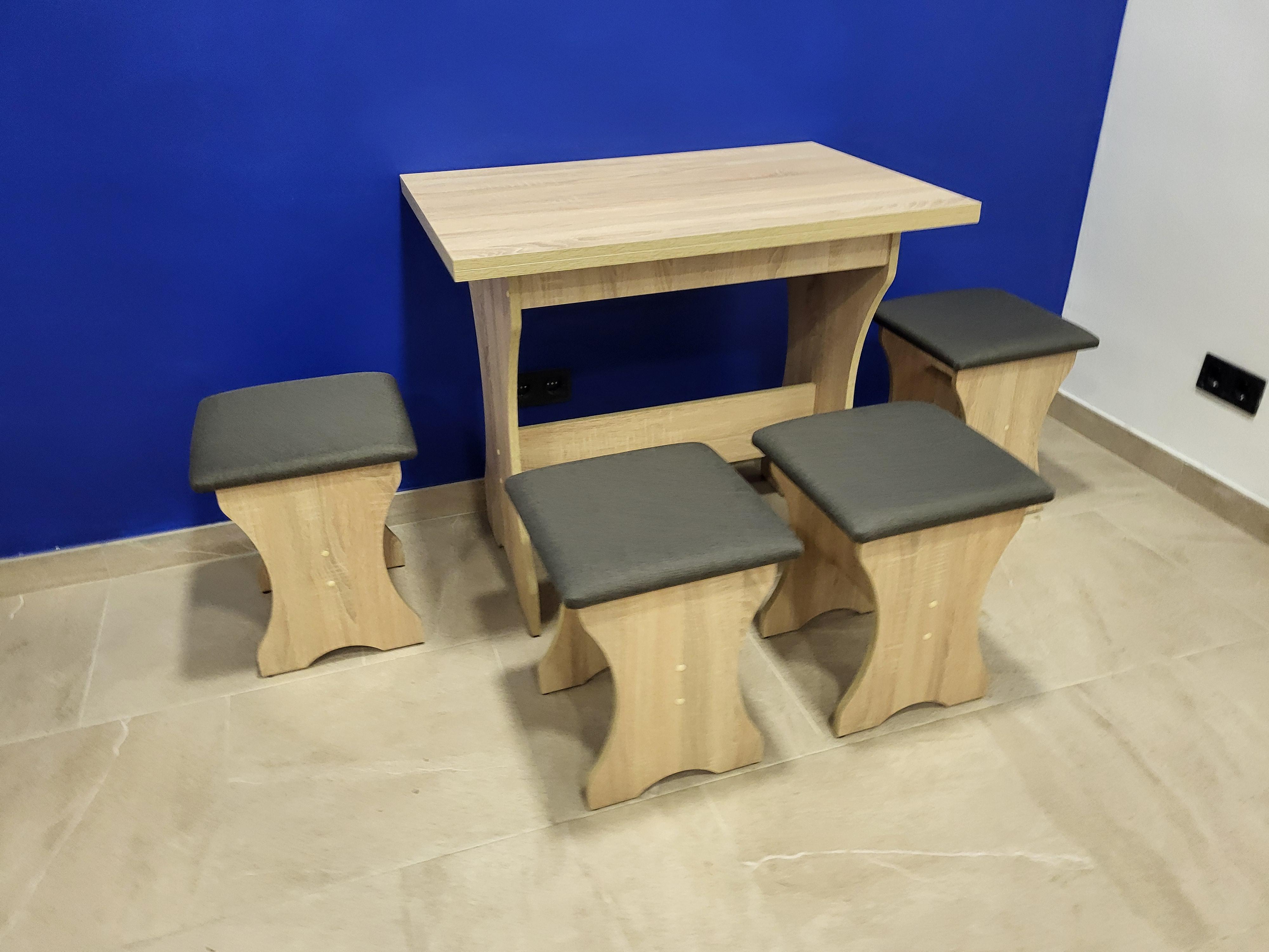 Стол раскладной и 4 табурета Семейный Дуб Сонома/Мальмо (STTTT-DS-M)