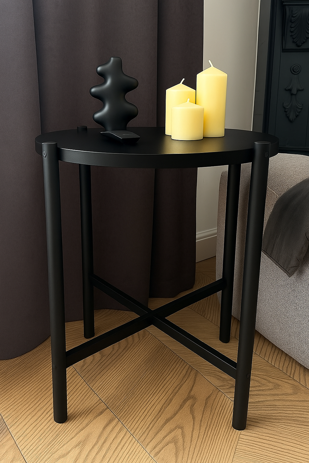 Журнальный столик круглый из натурального бука двухуровневый Черный 56 см Черный (29889338) - фото 2 Журнальный столик круглый из натурального бука двухуровневый Черный 56 см Черный (29889338) - фото 2