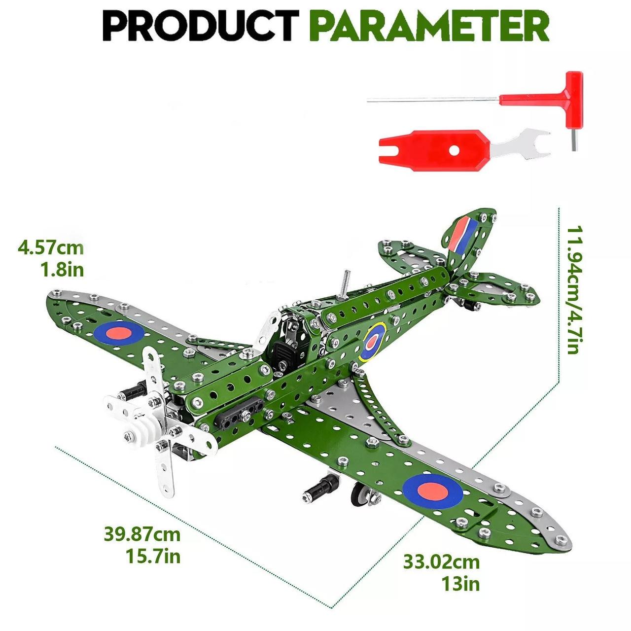 Конструктор детский металлический STEAM Самолет с инструментами 331 деталь (1544) - фото 4