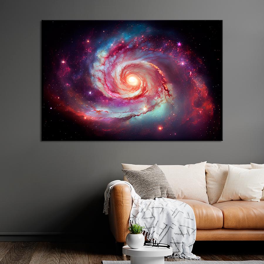 Картина космос Яркая спиральная галактика 80x54 см (A1272-1)