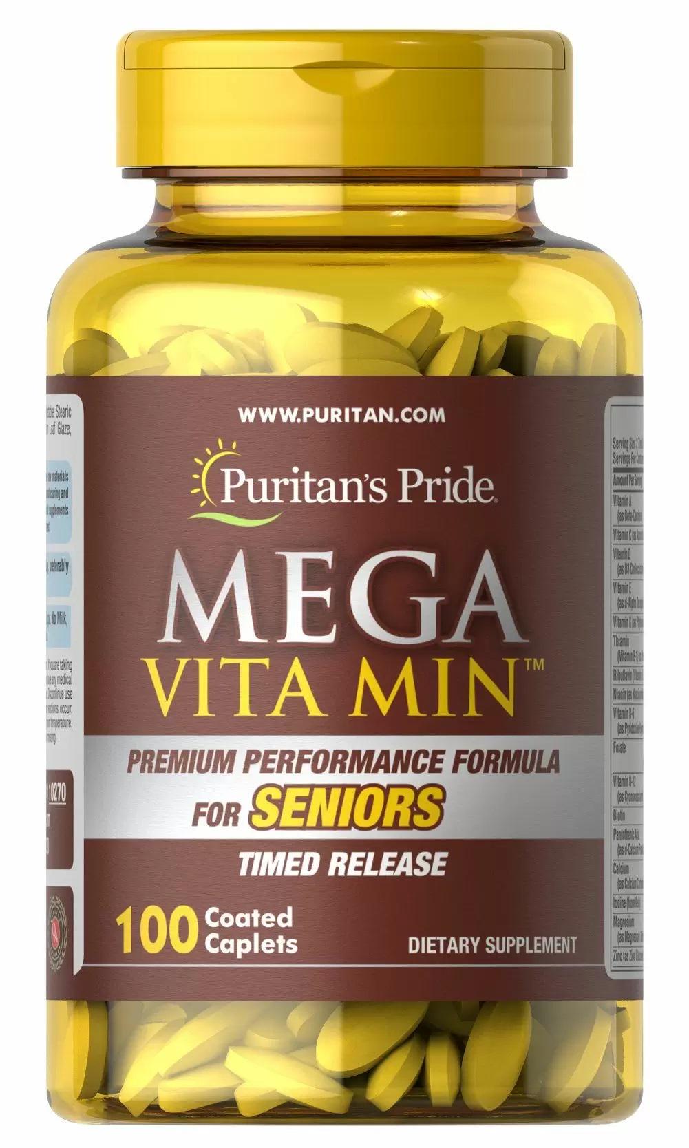 Витаминно-минеральный комплекс Puritan's Pride Mega Vita Min Multivitamin for Seniors Timed Release 100 Caplets
