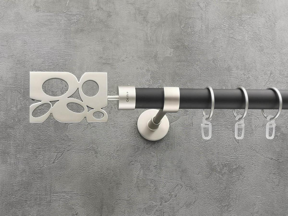 Карниз Quadrum Бісет гладка штанга одинарний модерн 25 мм 400 см Сатин/Чорний матовий (272279746)