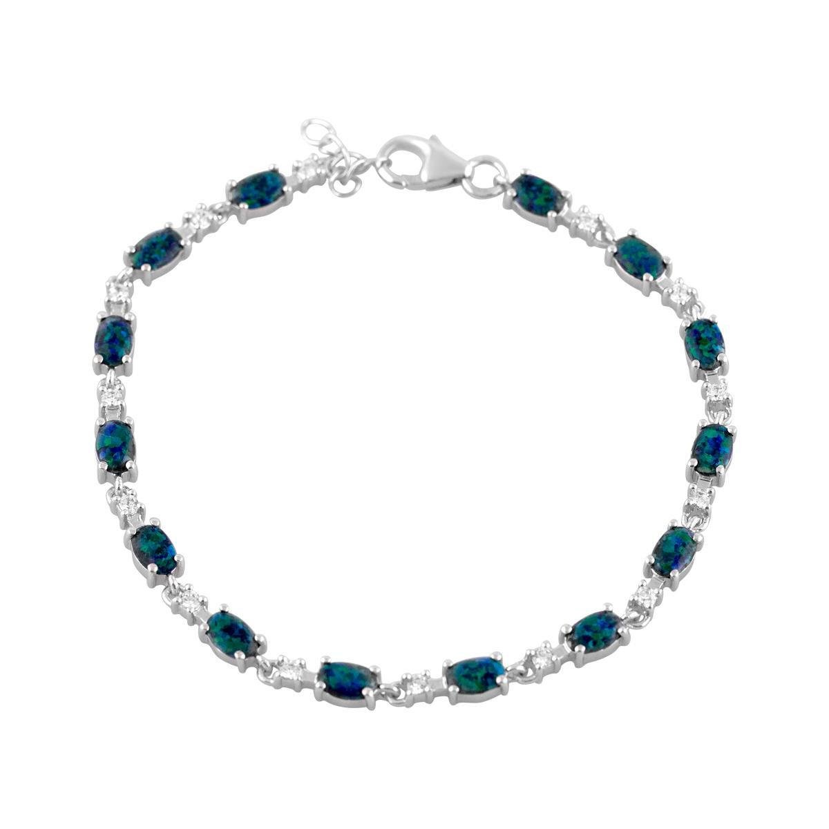 Браслет серебряный с овальными вставками