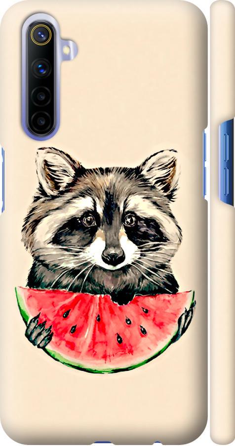 Чехол на Realme 6 Енотик с арбузом (4605m-1913-42517)