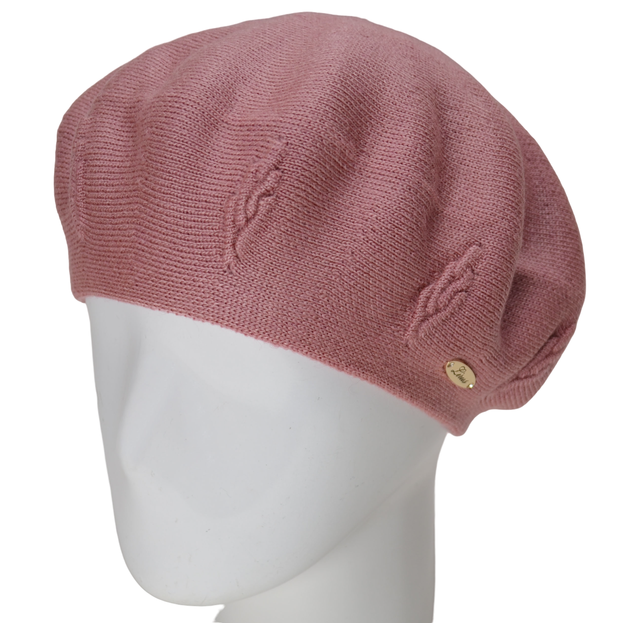 Берет женский Lirus Ягода двойной шерстяной тонкой вязки Светлая Пудровый (129760)