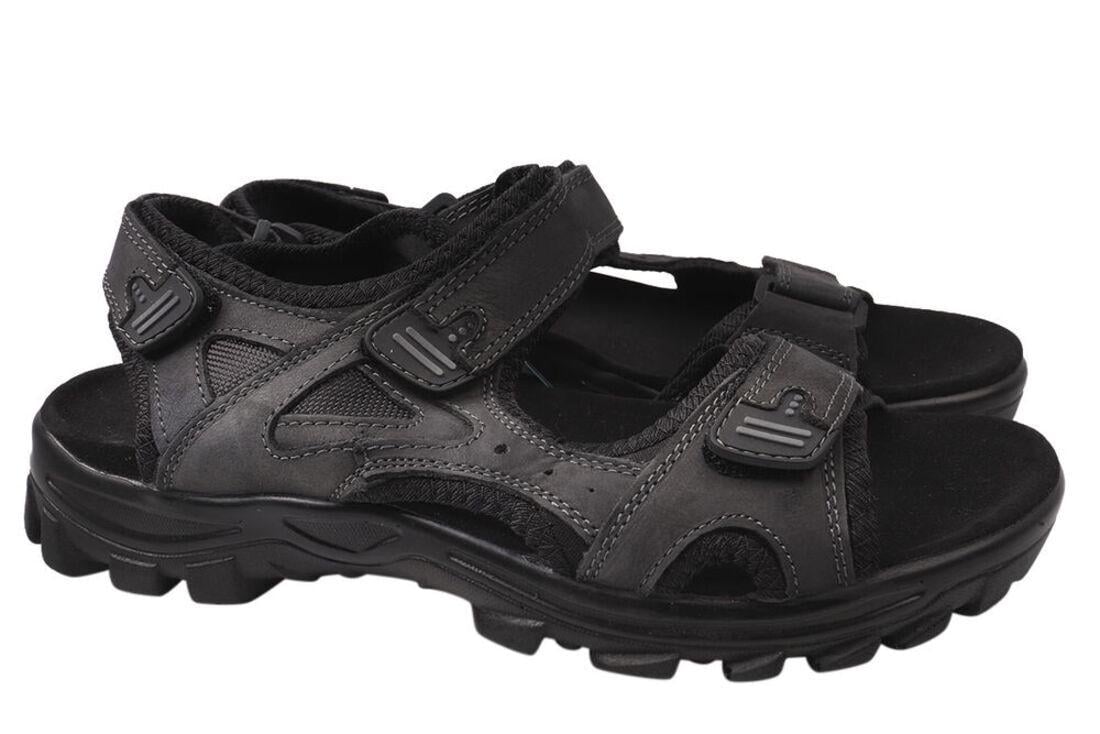 Босоножки мужские Restime из кожи на низком ходу р. 40 Черный (187-21LBS)