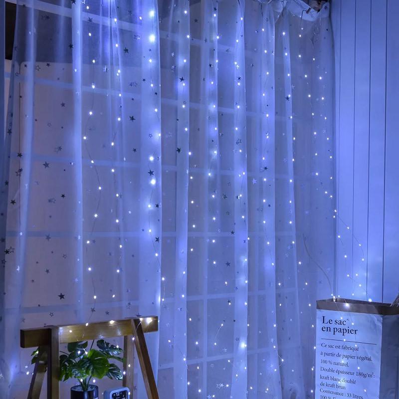 Светодиодная гирлянда штора 3x3 м 300 LED с USB/пультом/блоком Холодный белый (4859565)