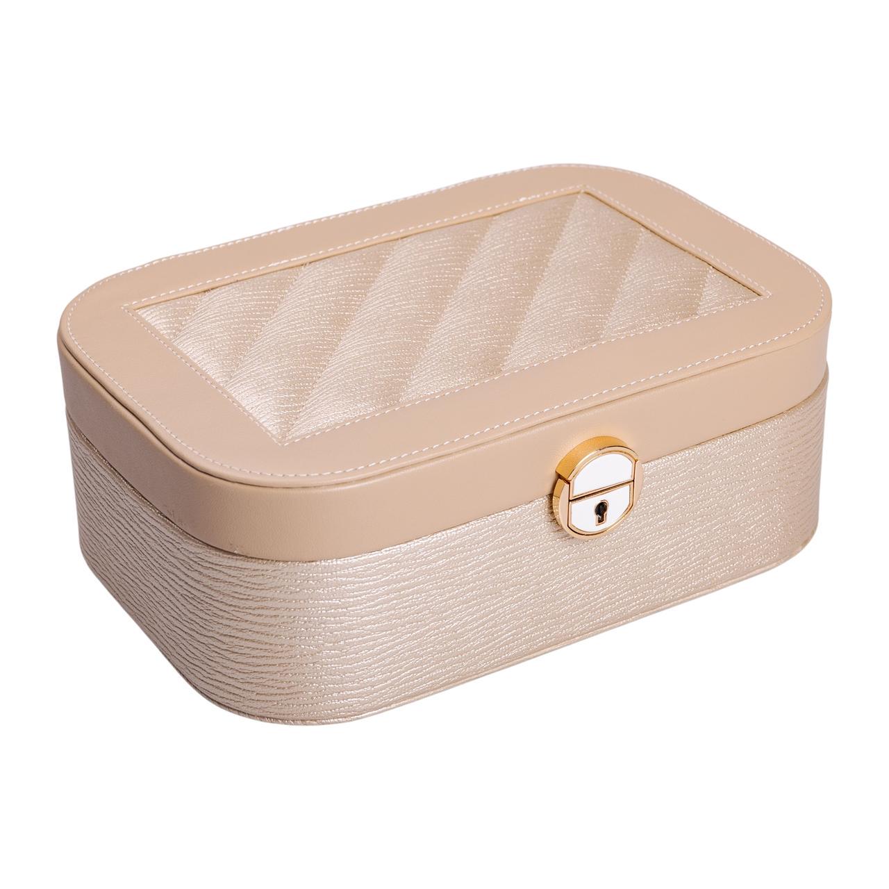 Шкатулка-органайзер для украшений с замком 26х18х9,5 см Бежевый (27968234)