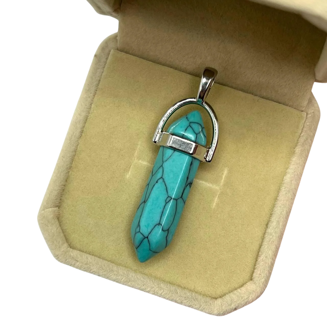 Кулон із натурального каменю бірюза кристал шестигранник (11539)