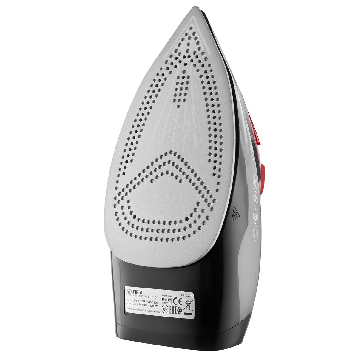 Праска First FA-5618-6-RE 2200 Вт подача пари 30 г/хв керамічна підошва 400 мл Red/Black (623913) - фото 7 Праска First FA-5618-6-RE 2200 Вт подача пари 30 г/хв керамічна підошва 400 мл Red/Black (623913) - фото 7